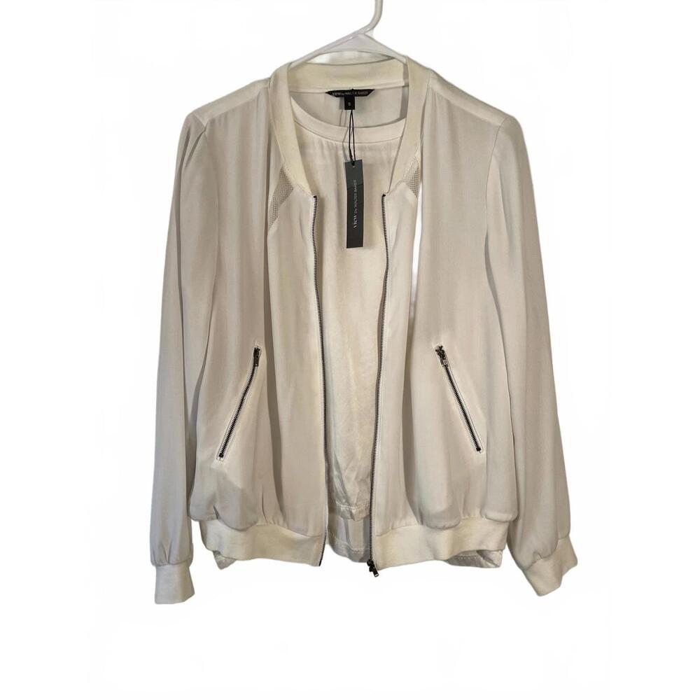 View by Walter Baker White Lightweight Bomber Jacket with Mesh Back